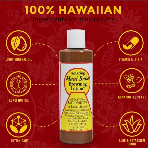 Maui Babe Browning and Tanning Lotion 8oz Antioxidants Vitamins Viral Hawaiian - Picture 4 of 4